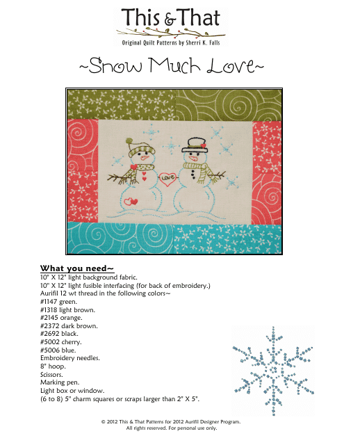 Snow Much Love Embroidery Pattern Template