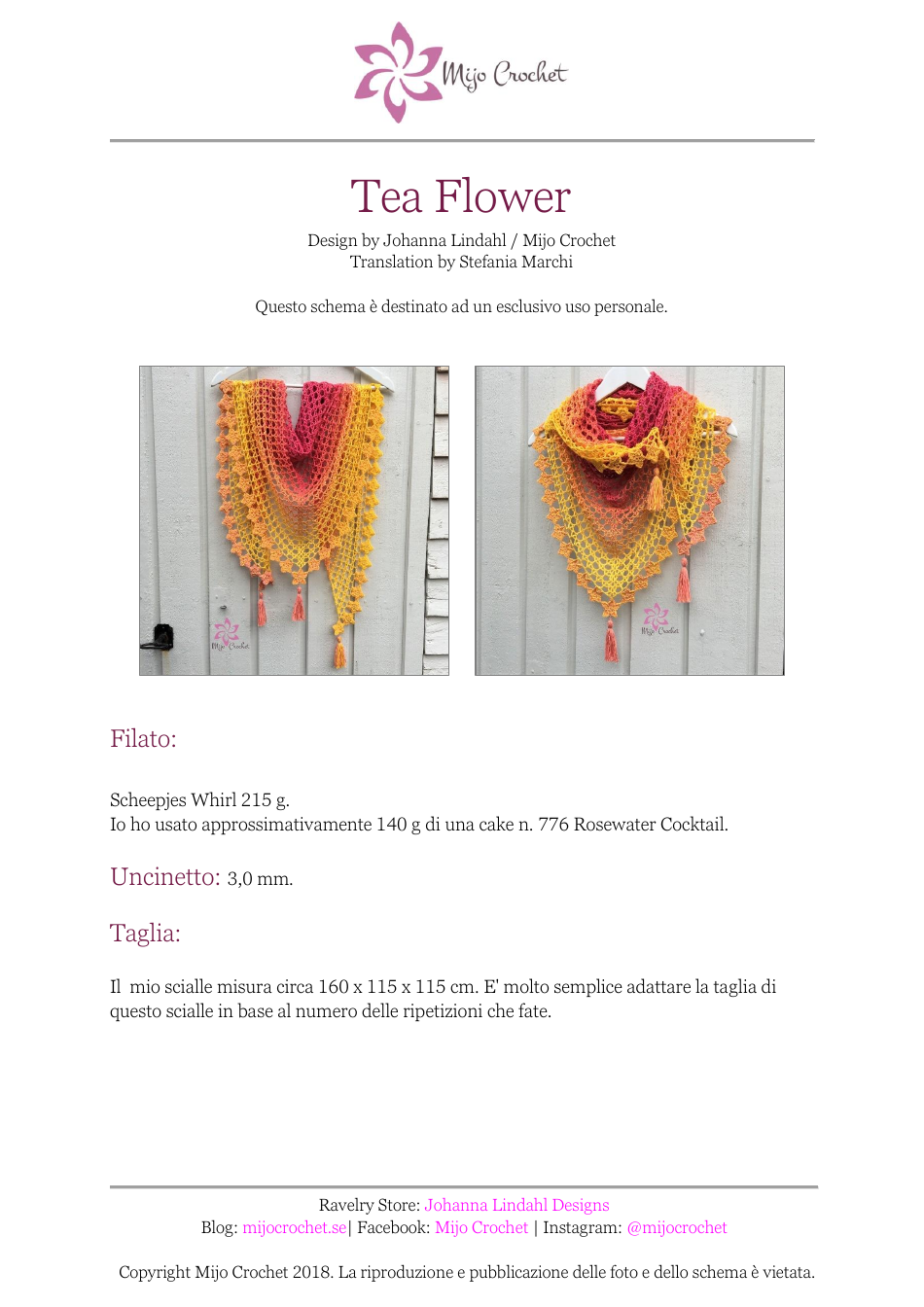 Tea Flower Crochet Pattern (Italian) Image Preview