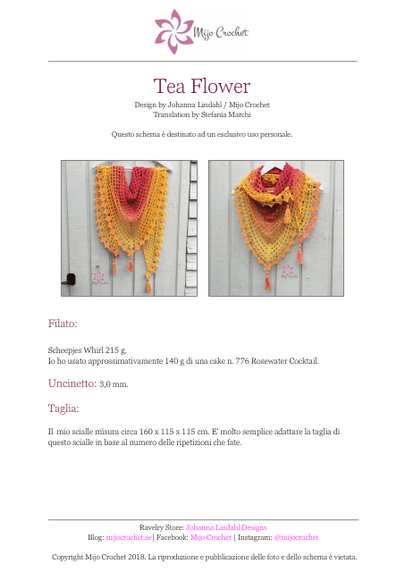Tea Flower Crochet Pattern (Italian)