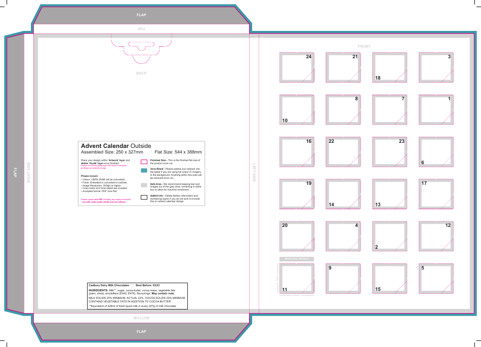 Advent Calendar Template with a festive and interactive scheme.