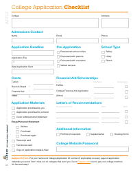 Document preview: College Application Checklist Template - Cappex