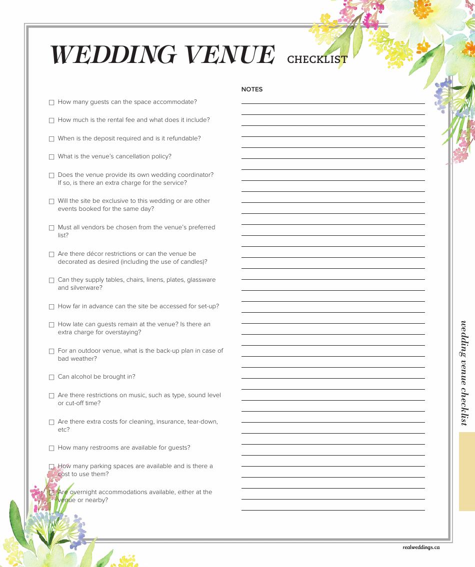 Wedding Venue Checklist Template Download Printable PDF Templateroller