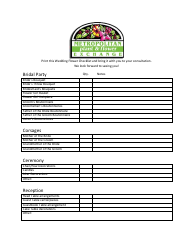 Document preview: Wedding Flower Checklist Template - Metropolitan Exchange