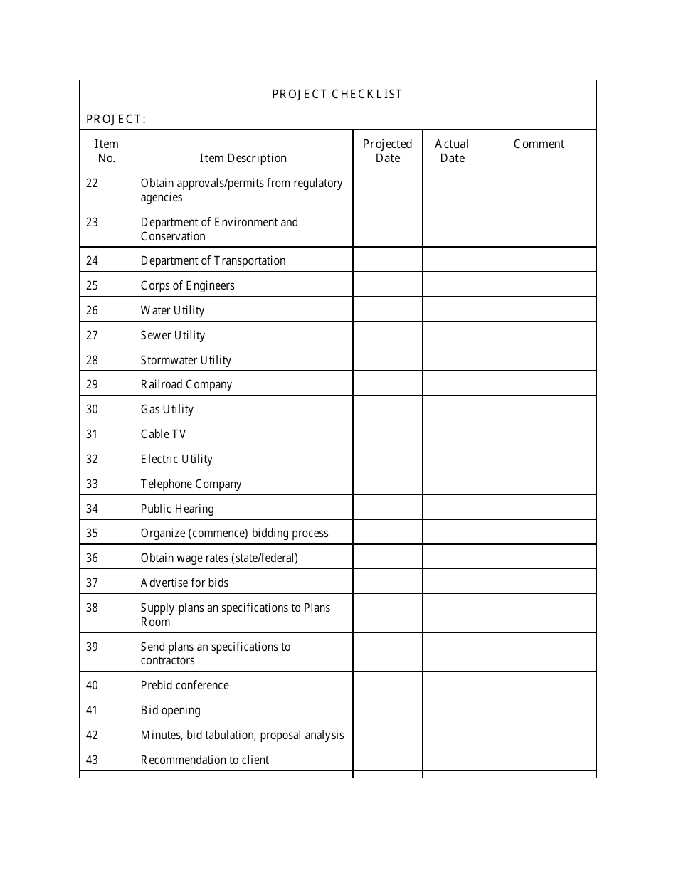 Project Checklist Template Download Printable PDF | Templateroller