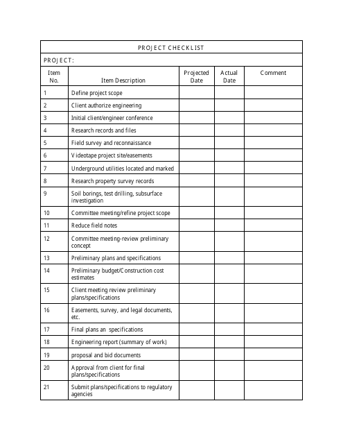 Project Checklist Template Document Preview
