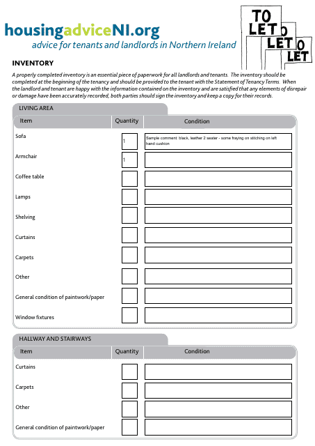 Inventory Template for Tenants and Landlords Download Pdf