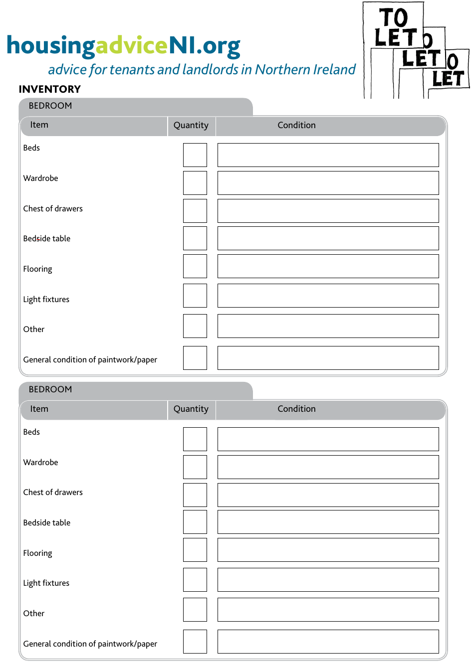 Inventory Template for Tenants and Landlords, Page 3
