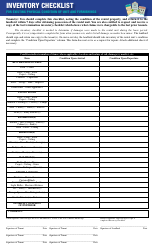&quot;Inventory Checklist Template for Existing Physical Condition of Unit and Furnishings&quot;