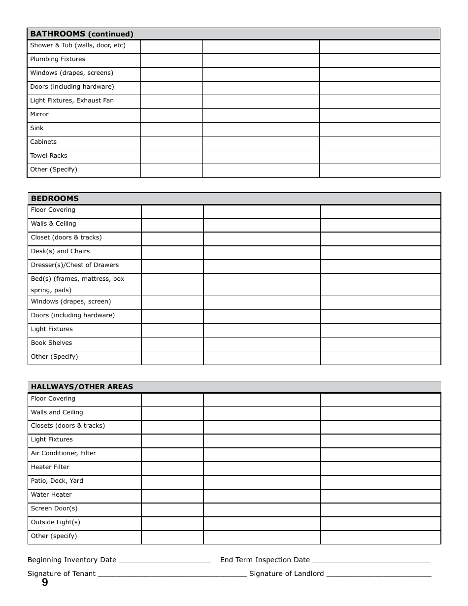 Sample Inventory Checklist Template Download Printable PDF | Templateroller