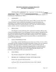 Document preview: SBA Form 2229 Premier Certified Lenders Program Security Agreement