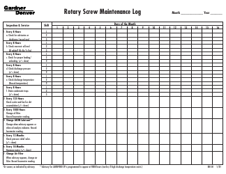Document preview: Rotary Screw Maintenance Log Template- Gardner Denver