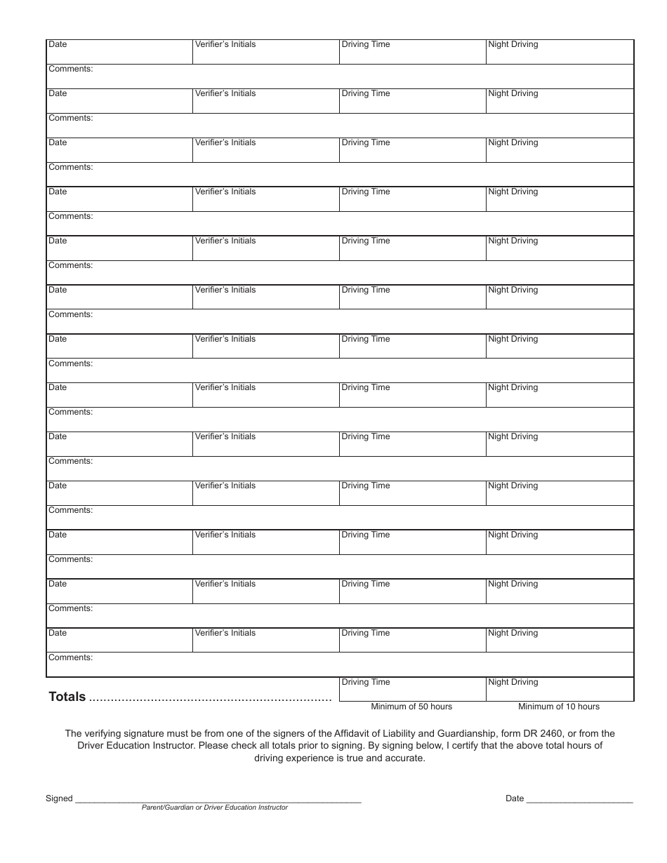 Form DR2324 Drive Time Log Sheet - Colorado, Page 2