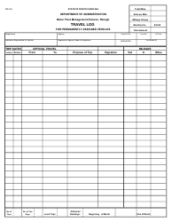 Form FM-12e &quot;Travel Log for Permanently Assigned Vehicles&quot; - North Carolina