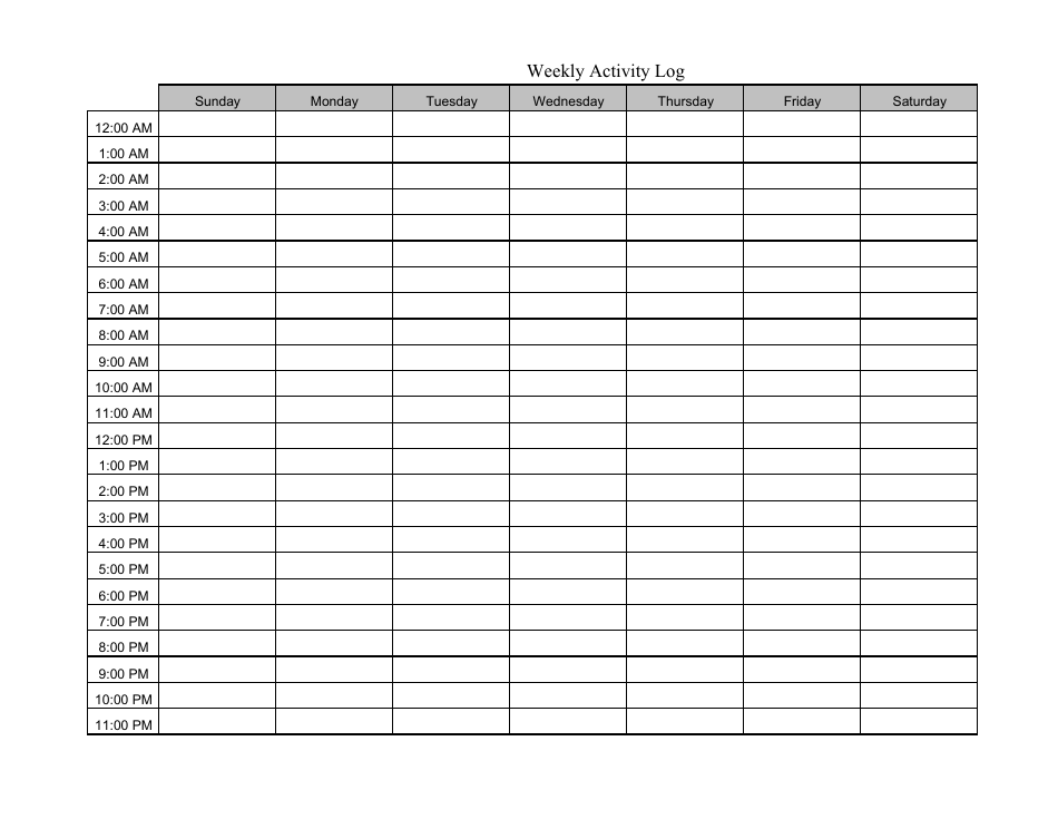 Weekly Activity Log Template Activity Log Book Template Explore A