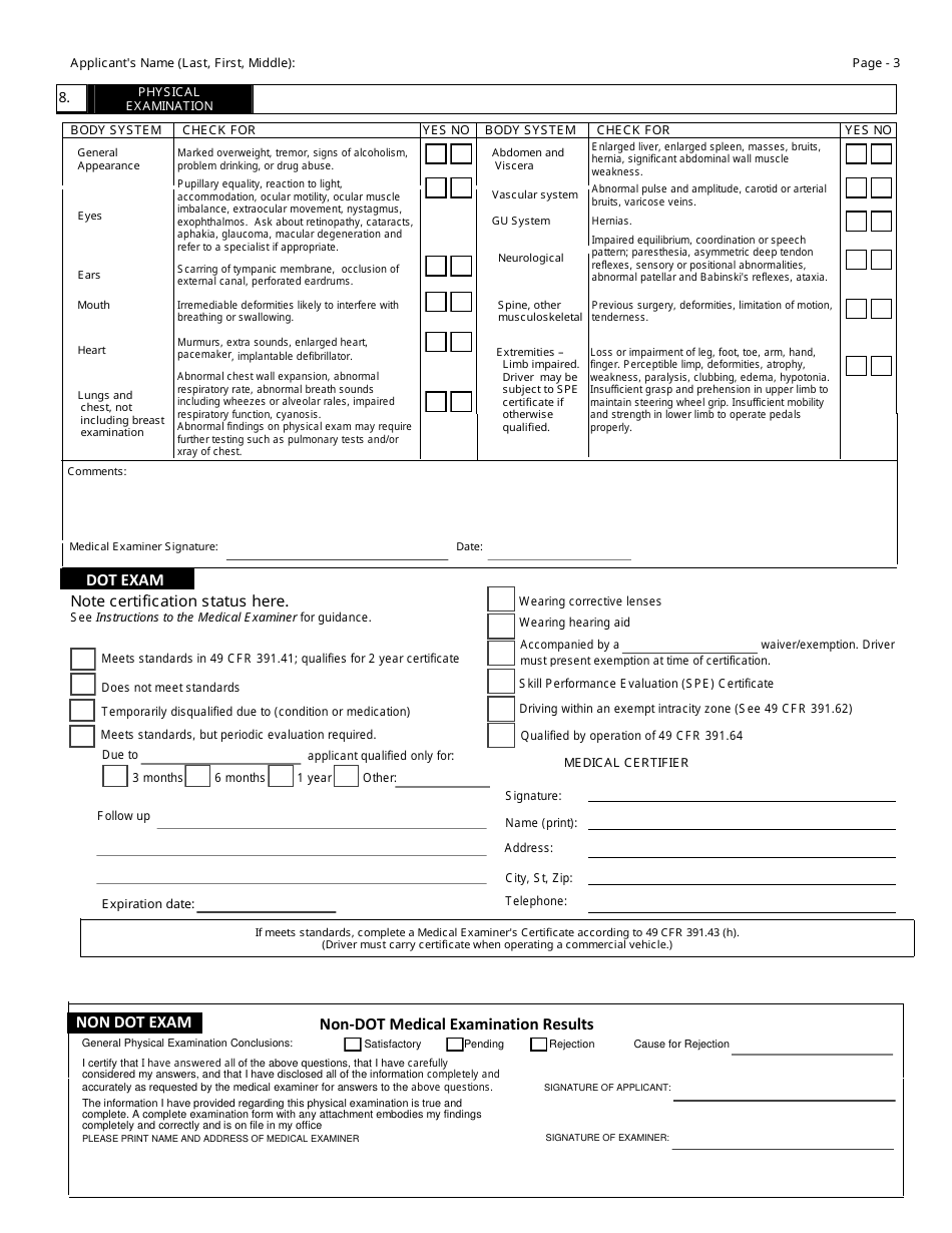 Medical Examination Report Template, Page 3