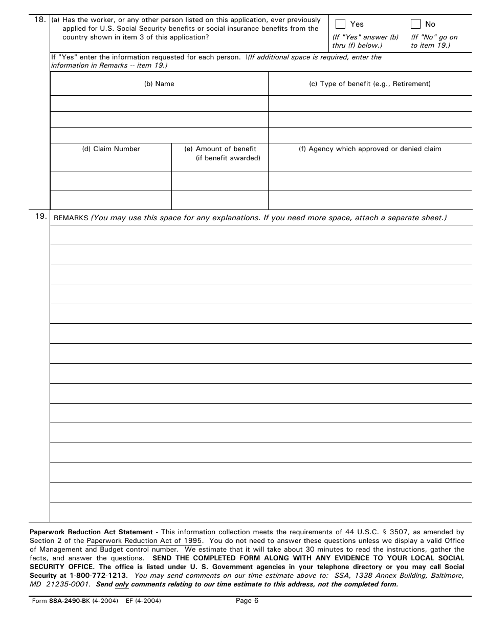 Form Ssa 2490 Bk Fill Out Sign Online And Download Printable Pdf Templateroller 0842