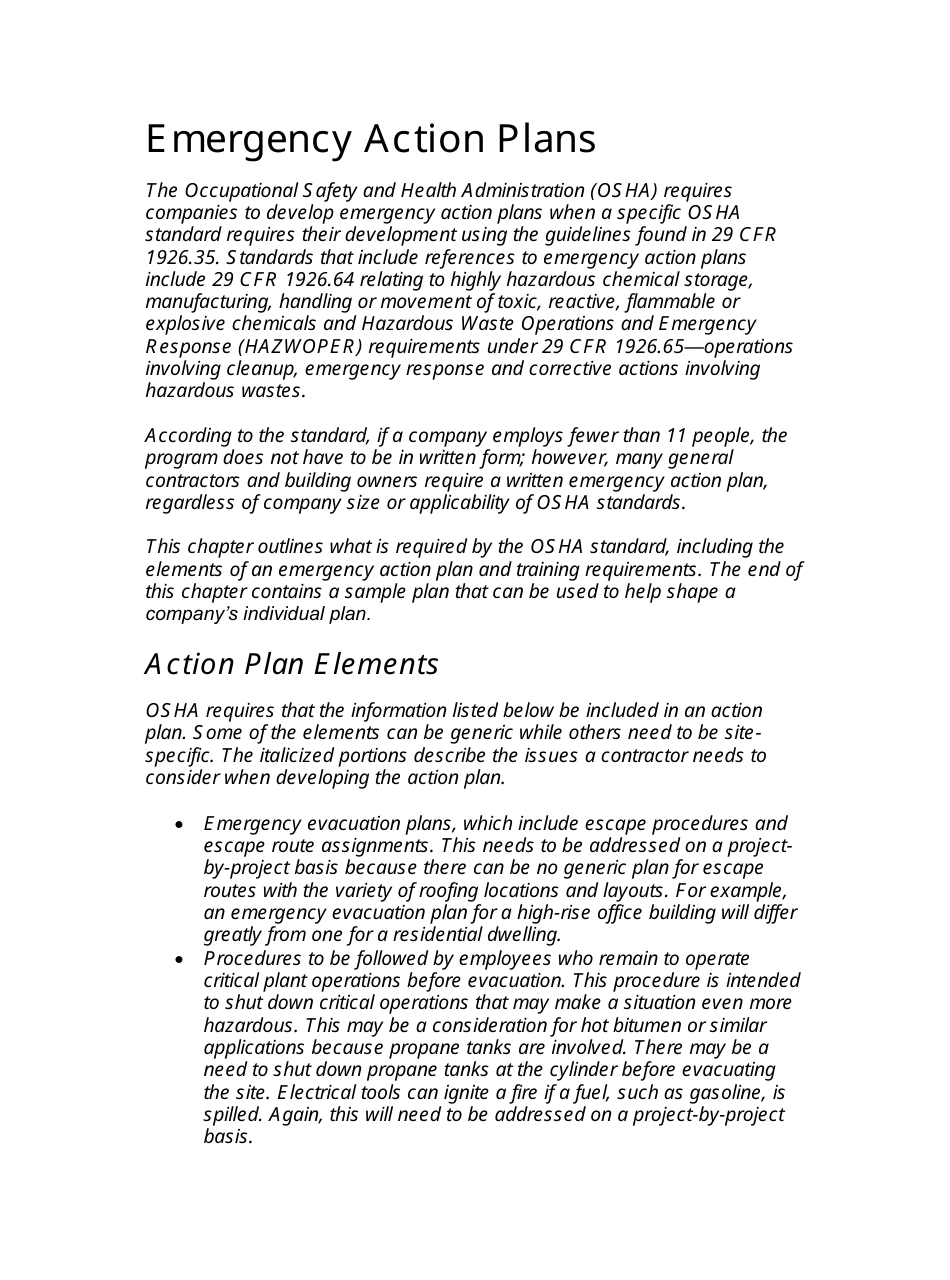 Free Emergency Action Plan Template