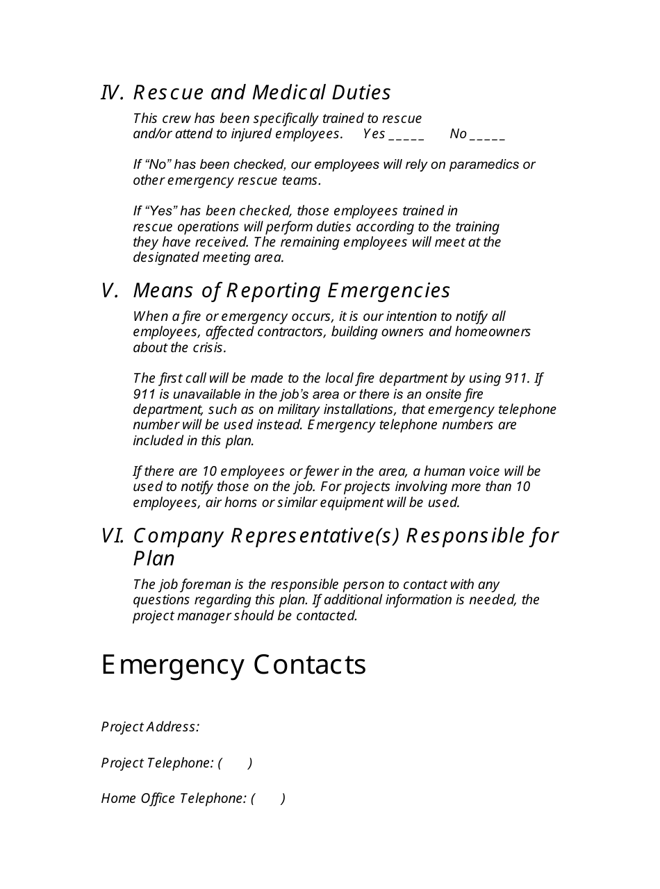 Emergency Action Plan Template, Page 5