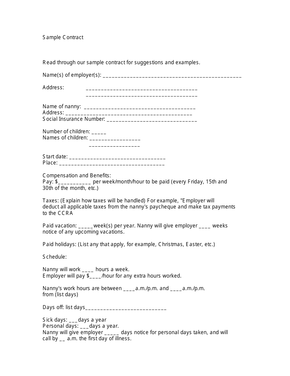 Sample Contract Template, Page 1