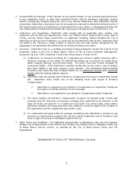 Special Events Indemnity Agreement Form - City of Miami Beach, Florida, Page 2