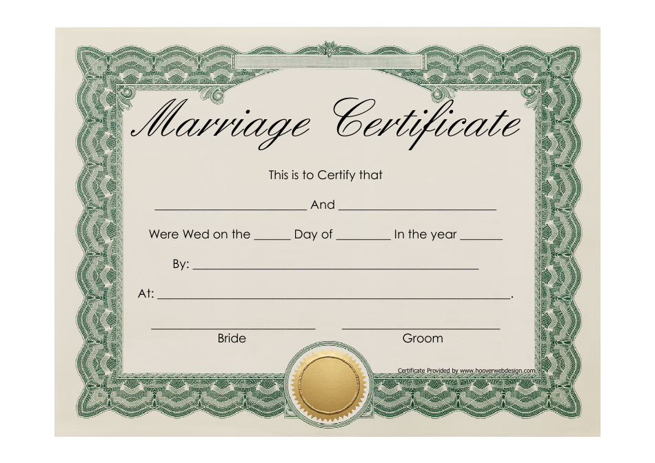 Beige Marriage Certificate Template With Green Frame Download Printable ...