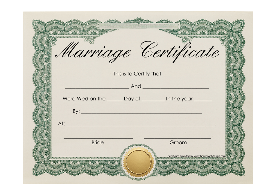 Free Fillable Marriage Certificate Template