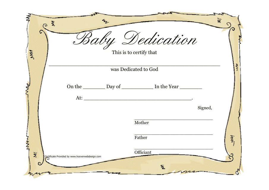 Baby Dedication Certificate Template - Beige