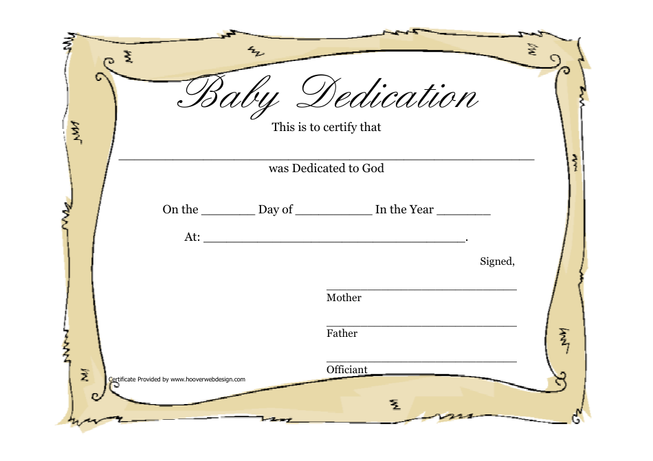 Baby Dedication Certificate Template, Page 1
