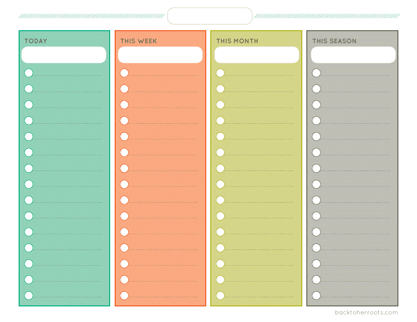 Day, Week, Month, and Season to Do List Template Preview