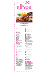 &quot;Thanksgiving Weekly Shopping List Template&quot;