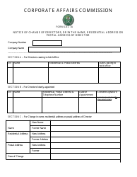 Form CAC7A Notice of Change of Directors, or in the Name, Residential Address or Postal Address of Director - Nigeria