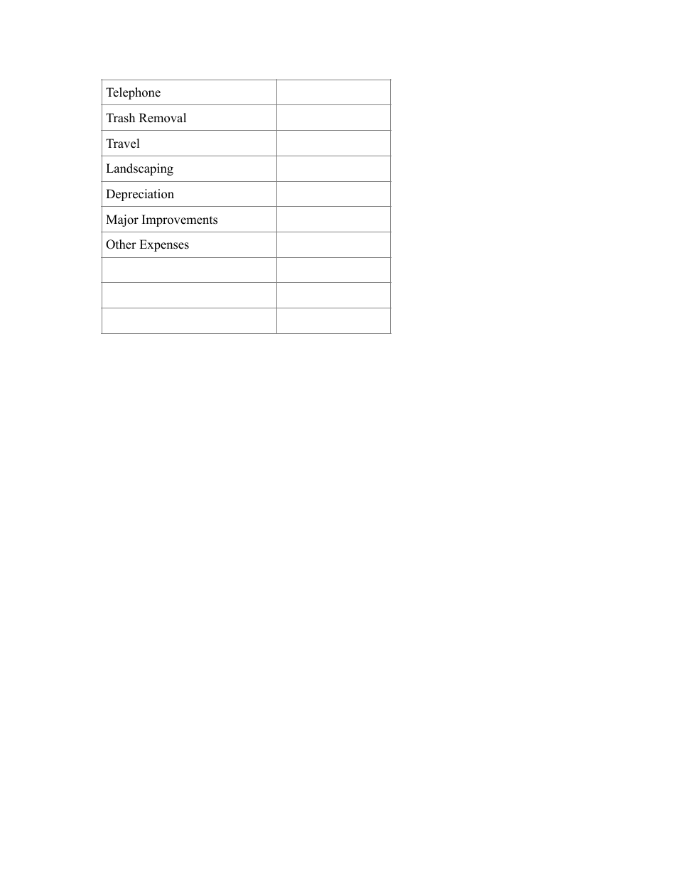 Rental Property Income  Expense Worksheet Template - Smith Enterprises, Page 2