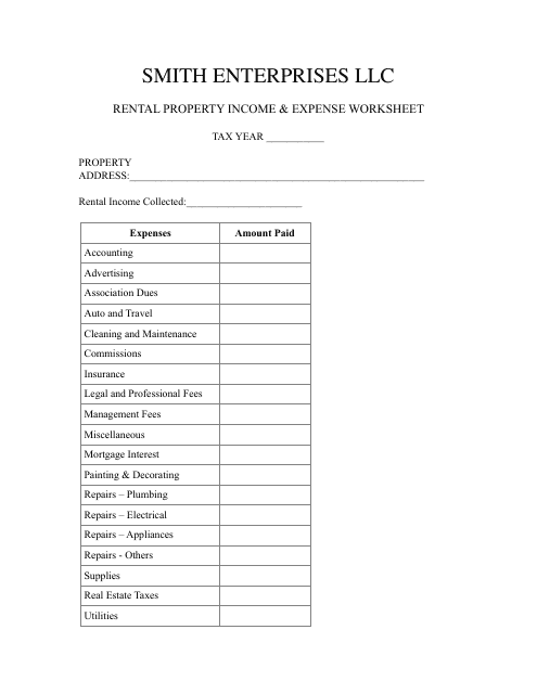 Rental Property T Template Worksheet Income And Expense Nz