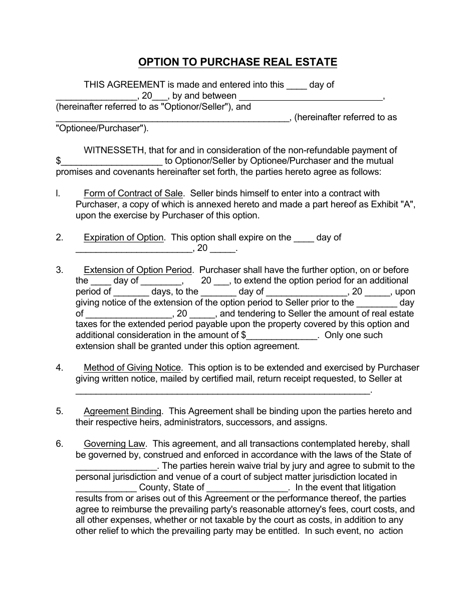 Option To Buy Agreement Template