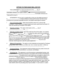 Option to Purchase Real Estate Agreement Template