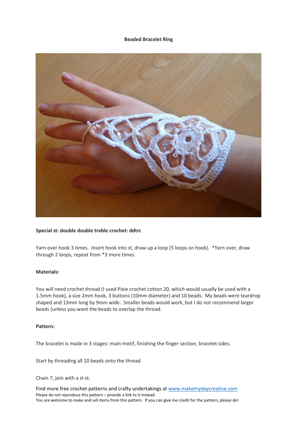 Beaded Bracelet Ring Crochet Pattern Image Preview