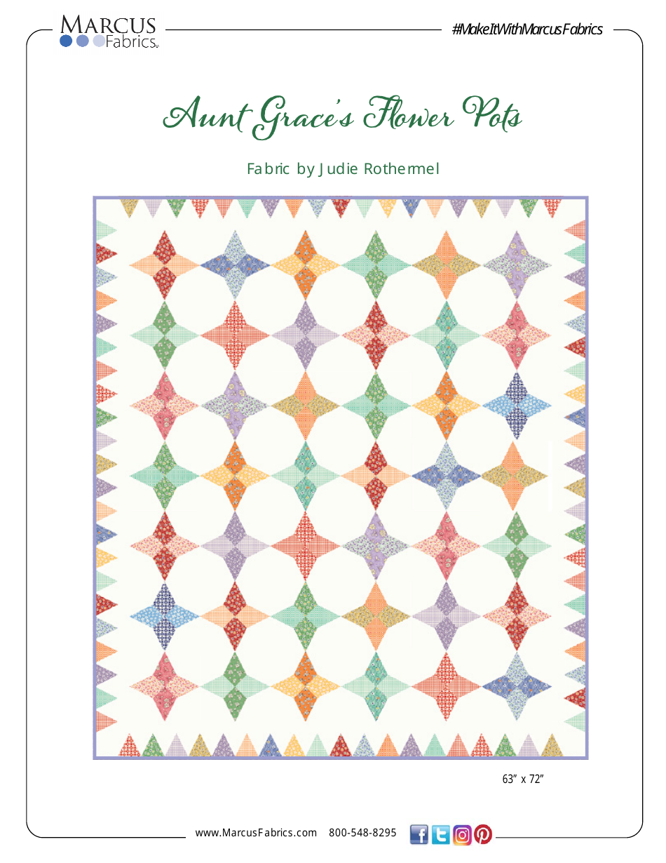 Aunt Grace's Flower Pots Quilt Pattern Templates Image