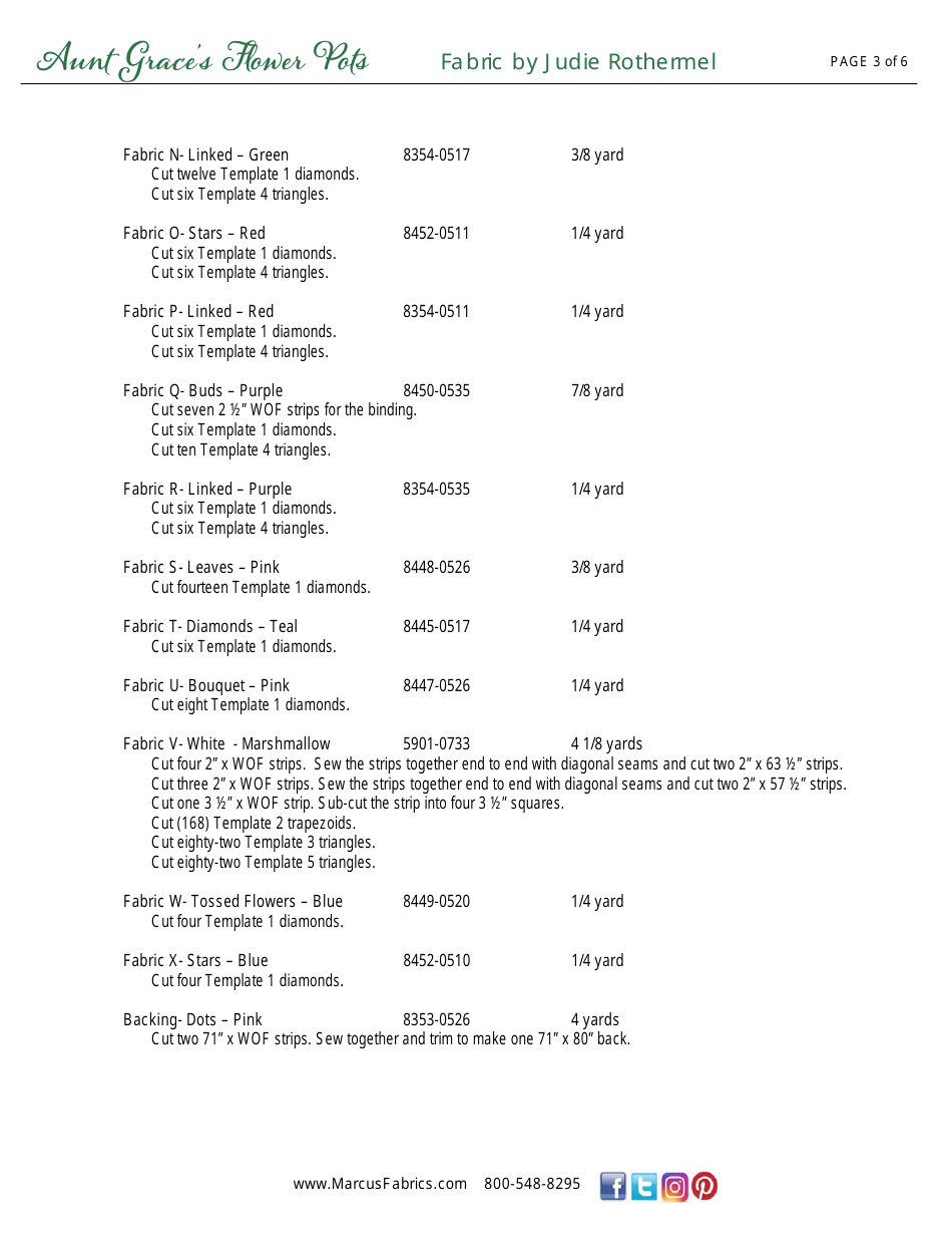 Aunt Graces Flower Pots Quilt Pattern Templates, Page 3