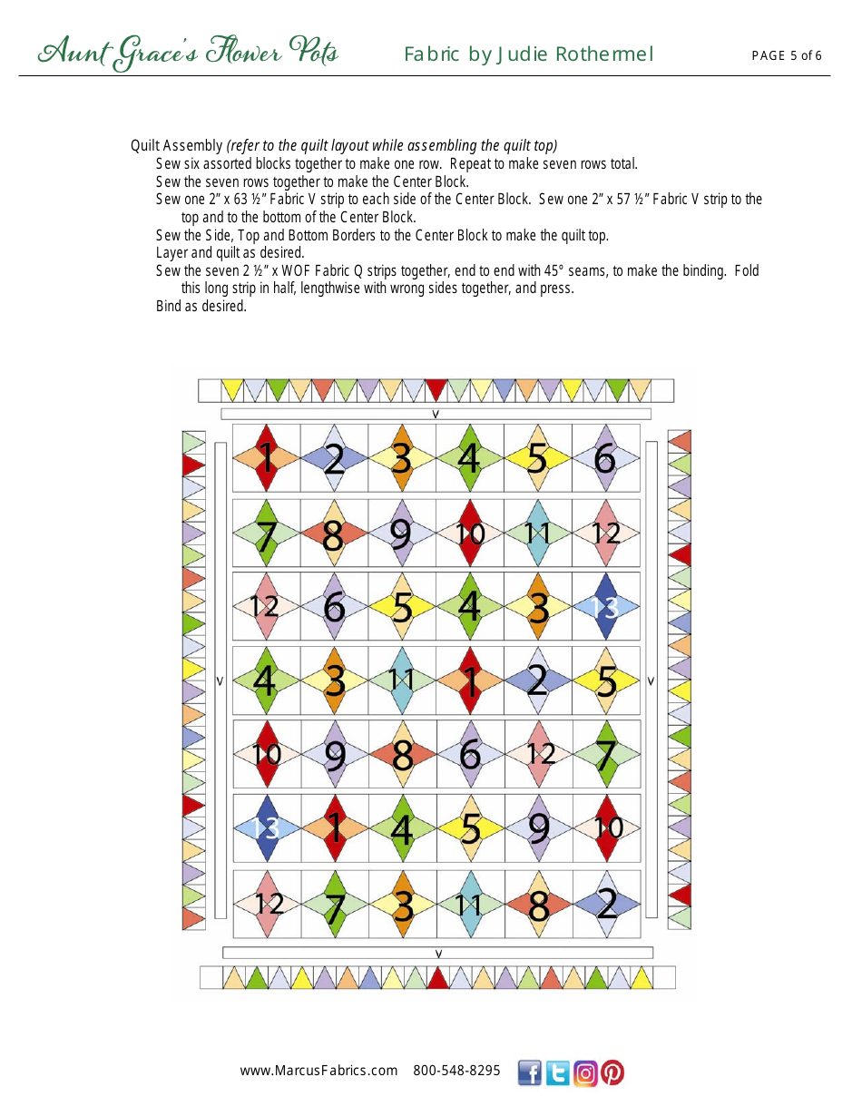 Aunt Graces Flower Pots Quilt Pattern Templates, Page 5
