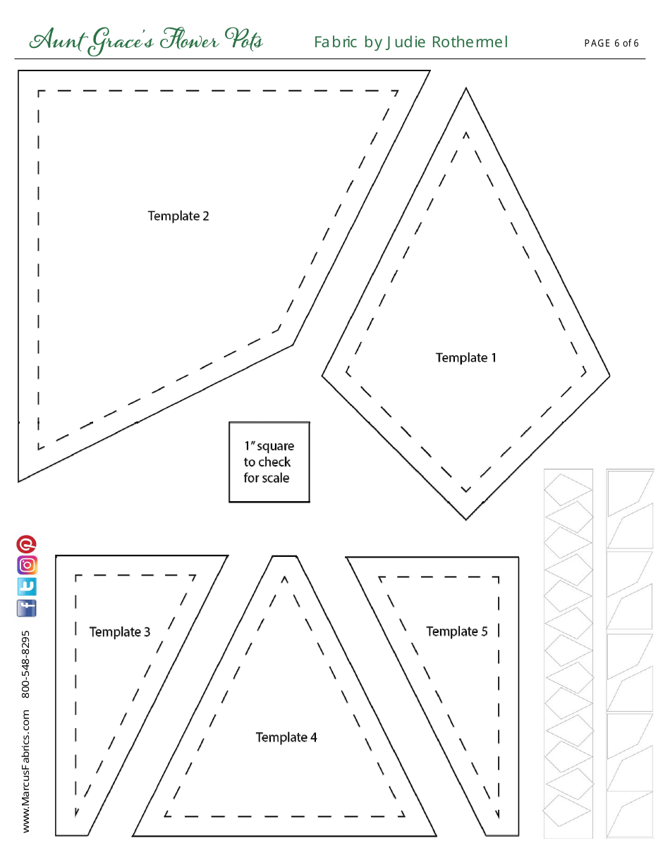Aunt Graces Flower Pots Quilt Pattern Templates, Page 6