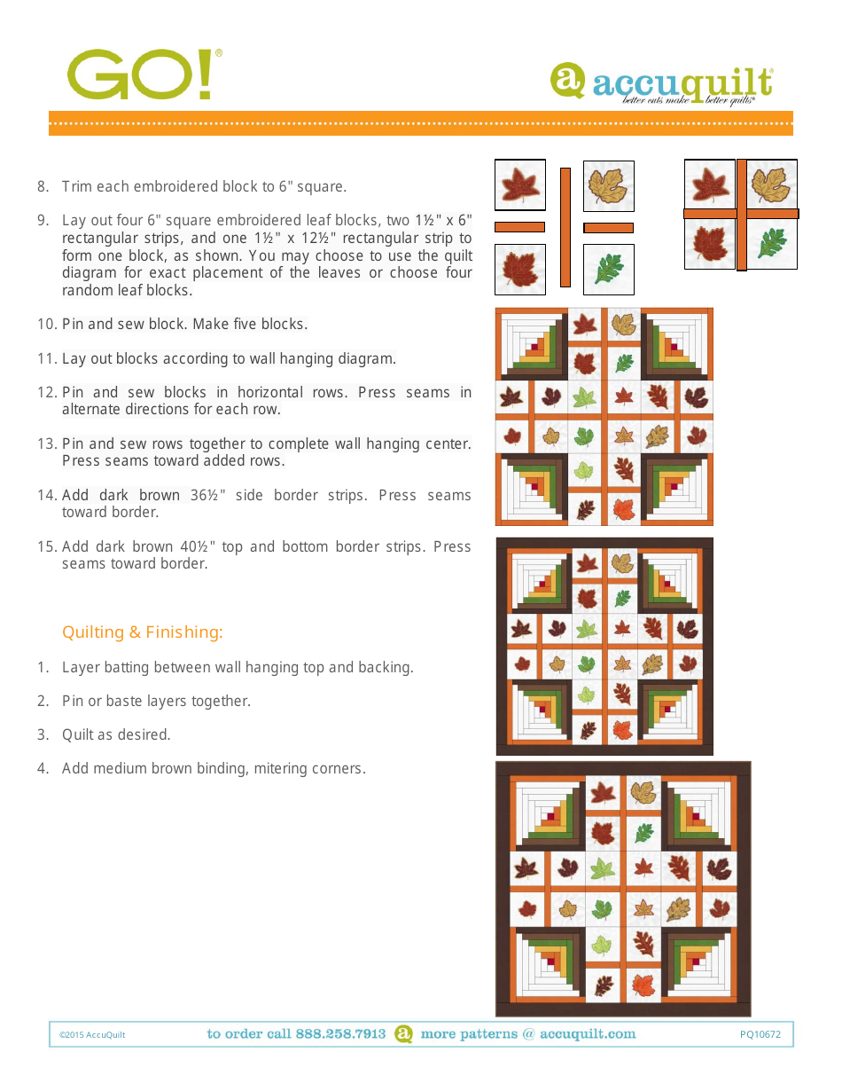 Leaves and Logs Wall Hanging Quilt Pattern, Page 5