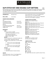 Slip Stitch Hat and Double Cuff Mittens Knitting Pattern, Page 2