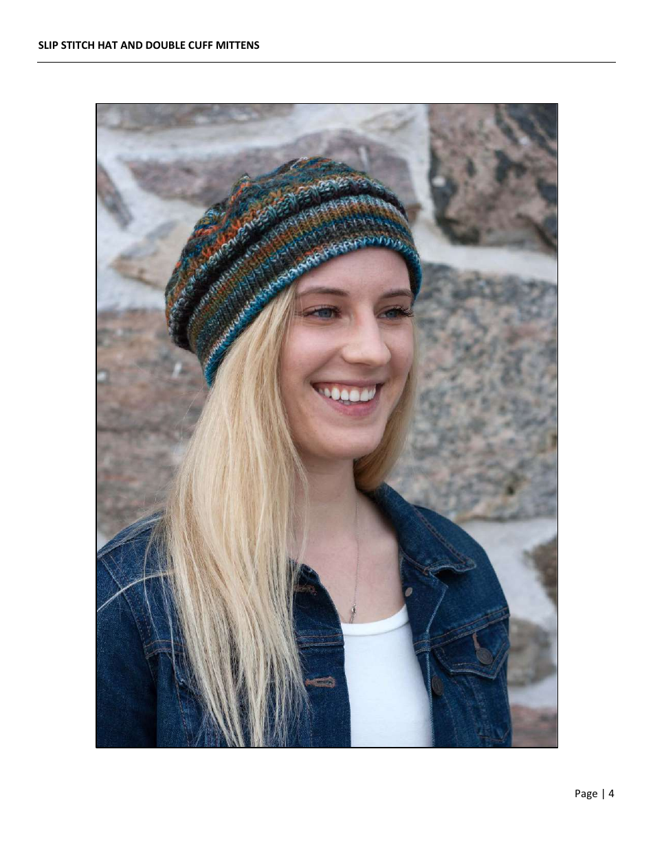Slip Stitch Hat and Double Cuff Mittens Knitting Pattern, Page 5