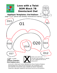 Document preview: Owl Balloon Applique Templates