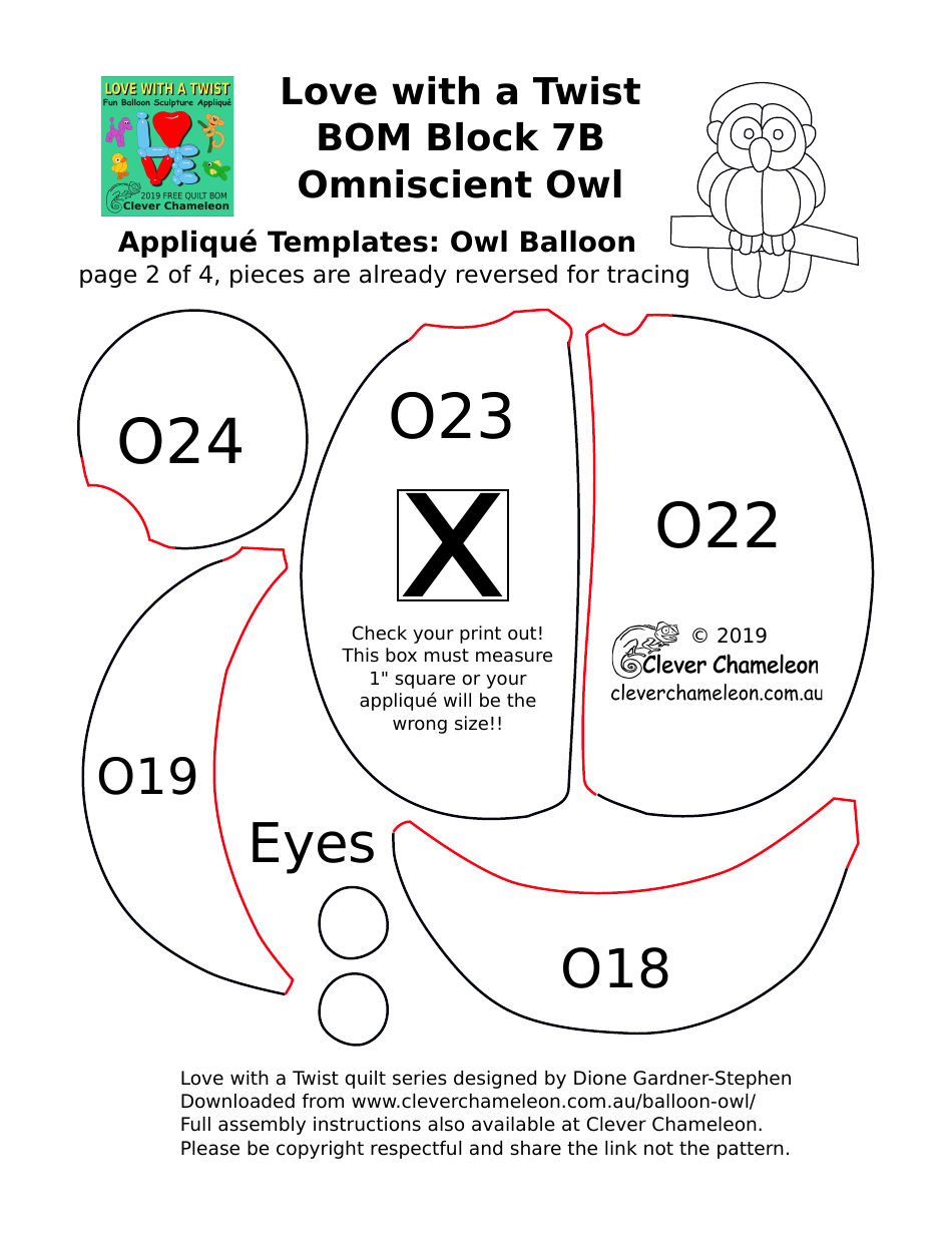 Owl Balloon Applique Templates, Page 2