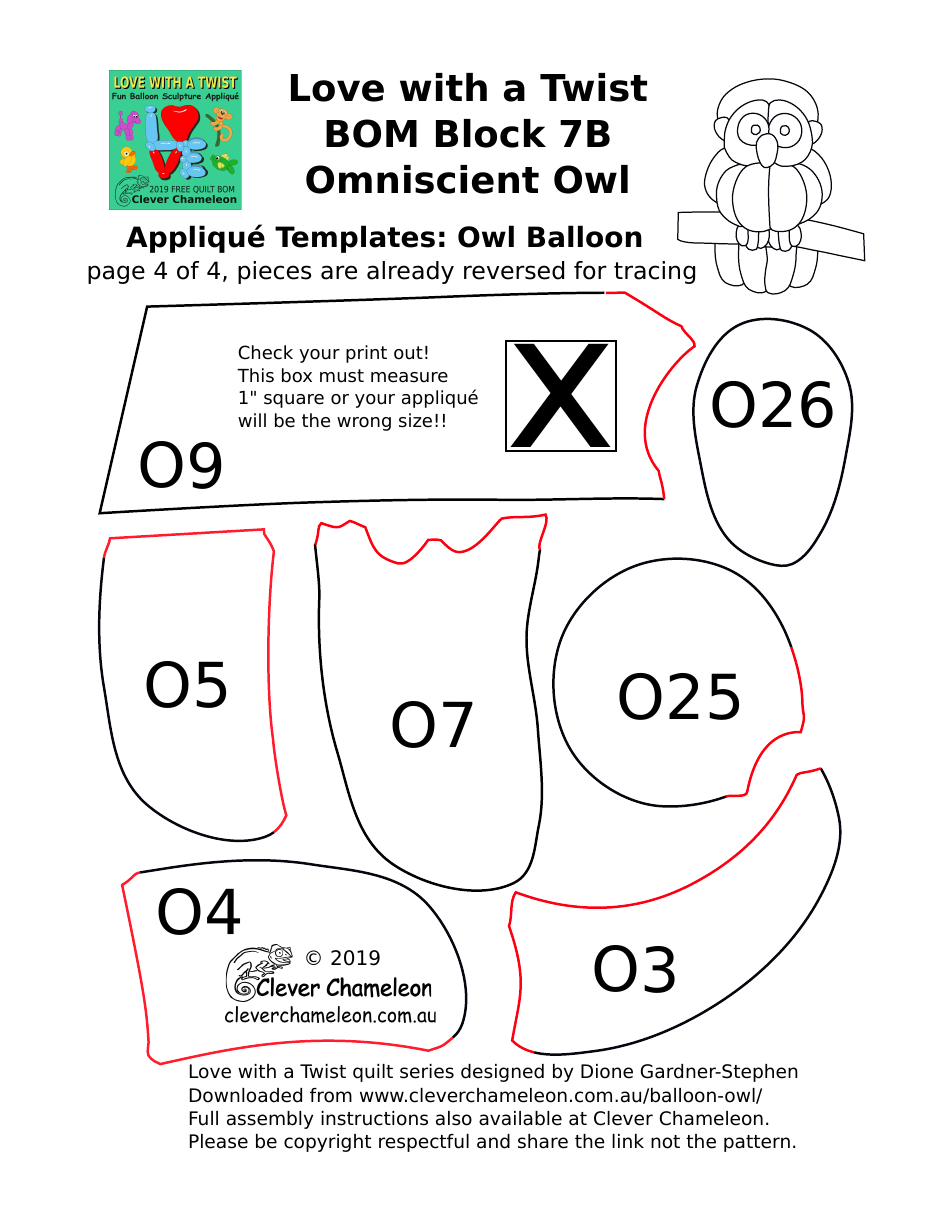 Owl Balloon Applique Templates, Page 4