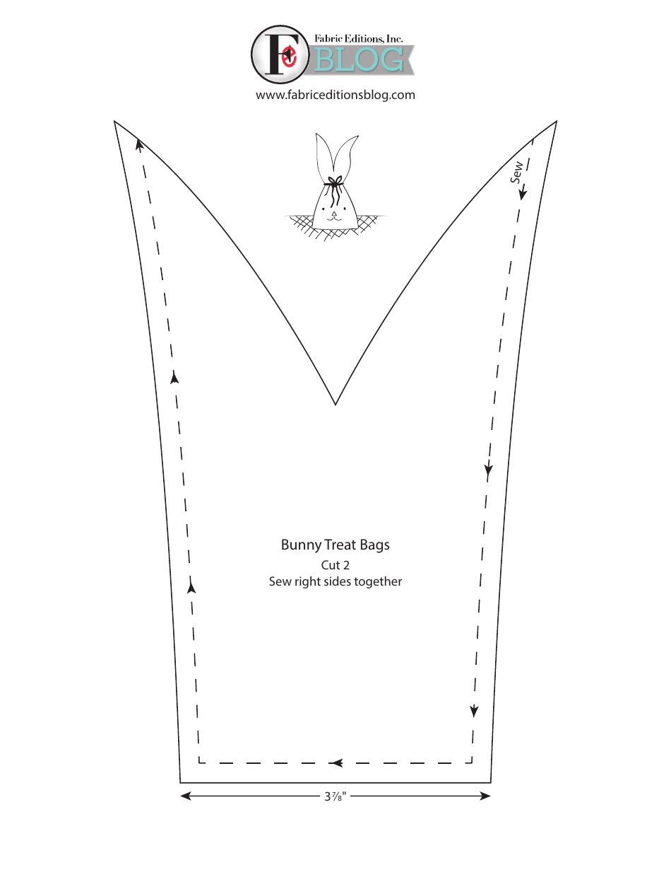 Bunny Treat Bag Sewing Pattern Template, Page 1