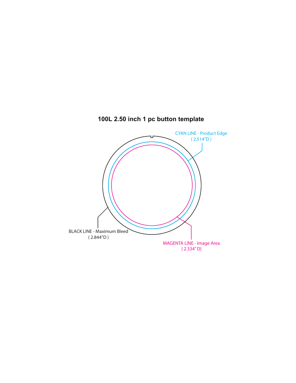 2.50 Inch 1 Pc Button Template Download Printable PDF | Templateroller