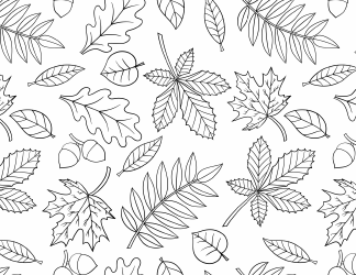 Document preview: Seamless Pattern With Autumn Leaves Coloring Page