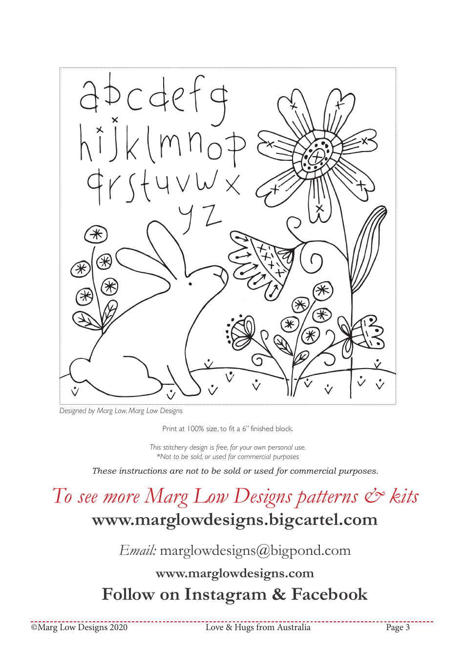 Love  Hugs From Australia Embroidery Pattern Template, Page 3